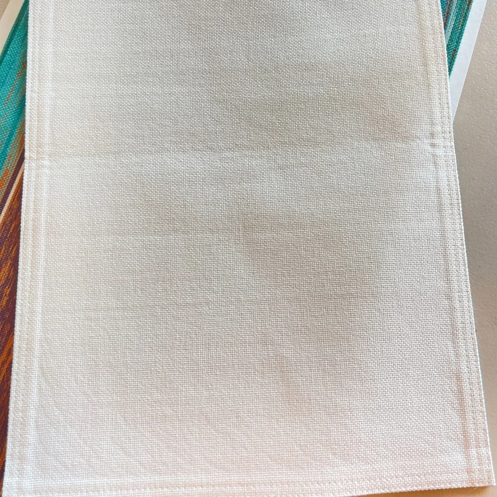 Rustic Wood Fabric‎ Placemat Set of 6 Brown, Cream, Blue 12x18